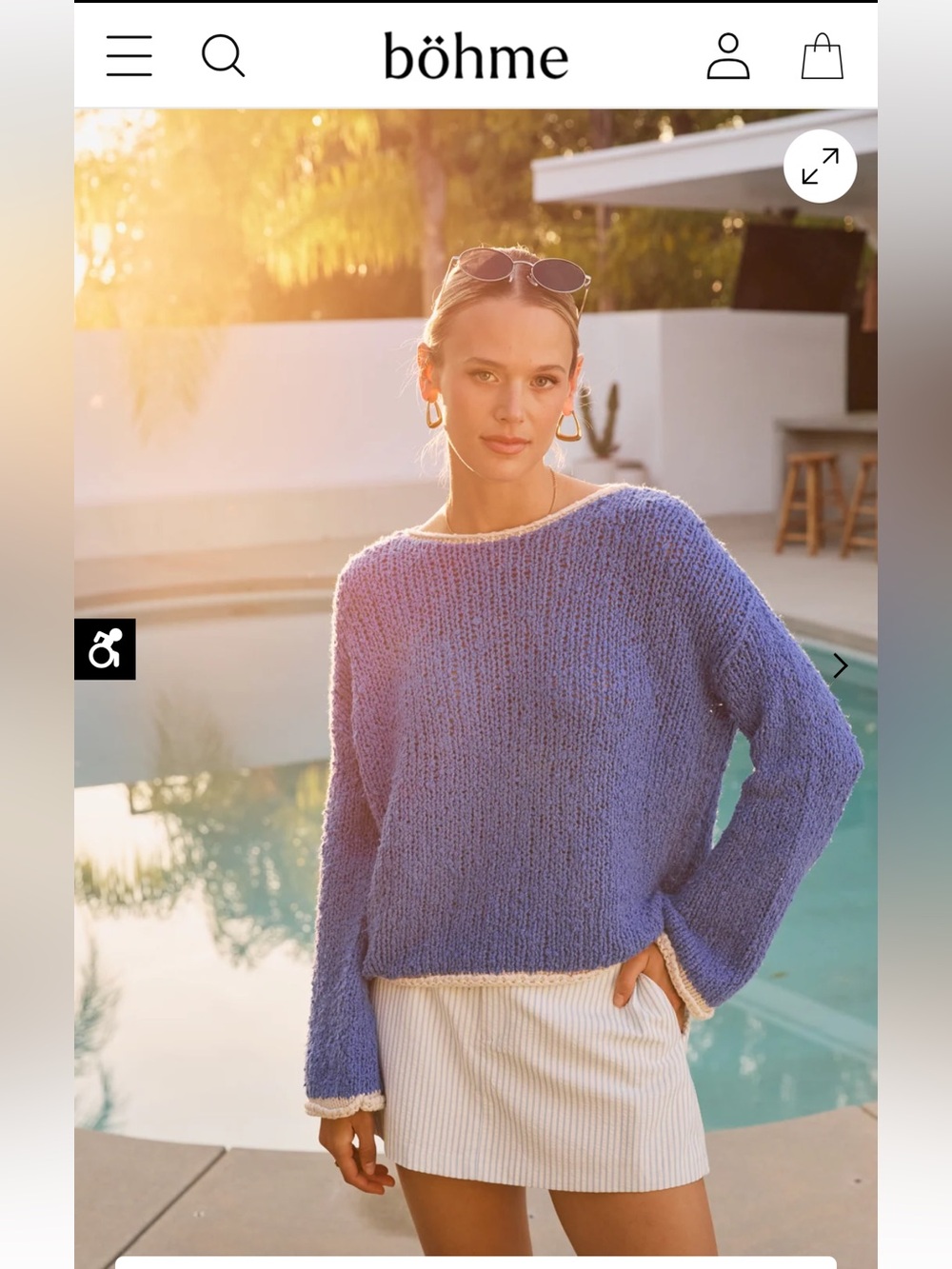 Bohme Ariel Contrast Sweater in Blue